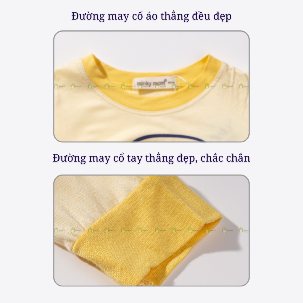 Bộ Thun Lạnh Dài Tay Cho Bé Gái, Bé Trai Minky Mom Hoạ Tiết Cá Heo Viền Cổ, Bộ Quần Áo Cho Bé Mặc Nhà MKMTD2215