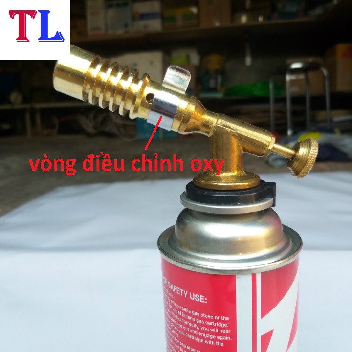 Đèn khò gas 1300 độ bằng đồng nguyên khối độ bền cao (khò có vòng chỉnh oxy)