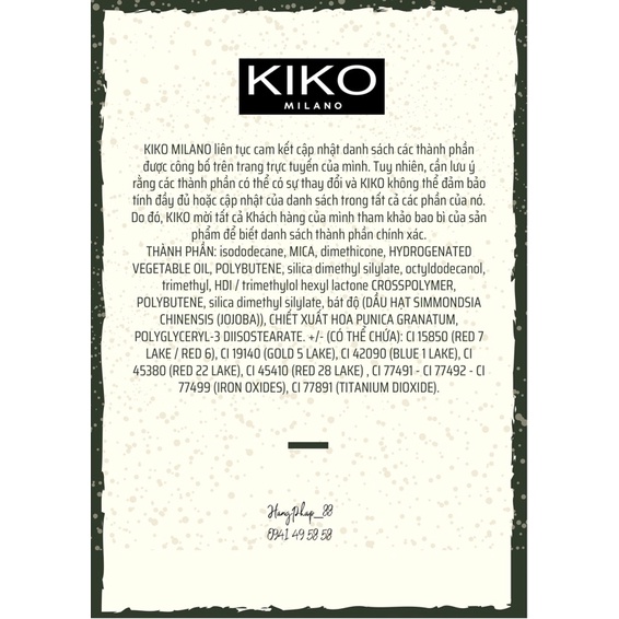 Son KiKo Lasting Matte Veil Liquid Lip Colour