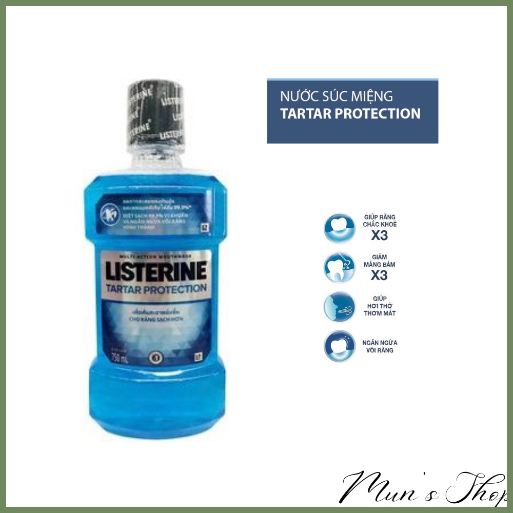 Nước súc miệng LISTERINE Tartar Protection 250ml - 750ml Xanh Dương - hàng sẵn