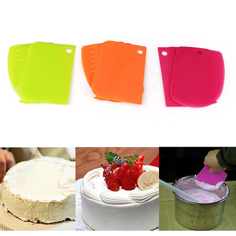 Set 3 Dụng Cụ Cạo Tạo Hình Trang Trí Bánh Kem Bằng Nhựa