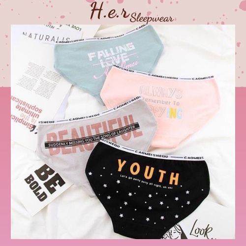 Quần Lót Nữ Cotton Cao Cấp Đẹp Thấm Hút Mồ Hôi Kháng Khuẩn Họa Tiết Chữ Dễ Thương CT04 - Her Sleepwear | BigBuy360 - bigbuy360.vn
