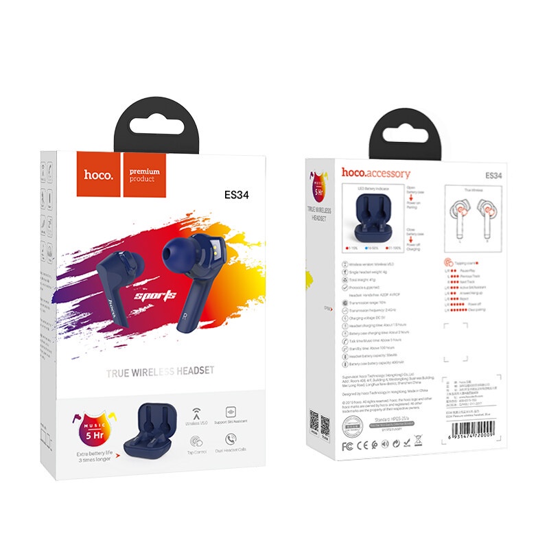 Tai nghe nhét tai Hoco ES34 Apt-X Bluetooth 5.0 với âm thanh hay kèm phụ kiện