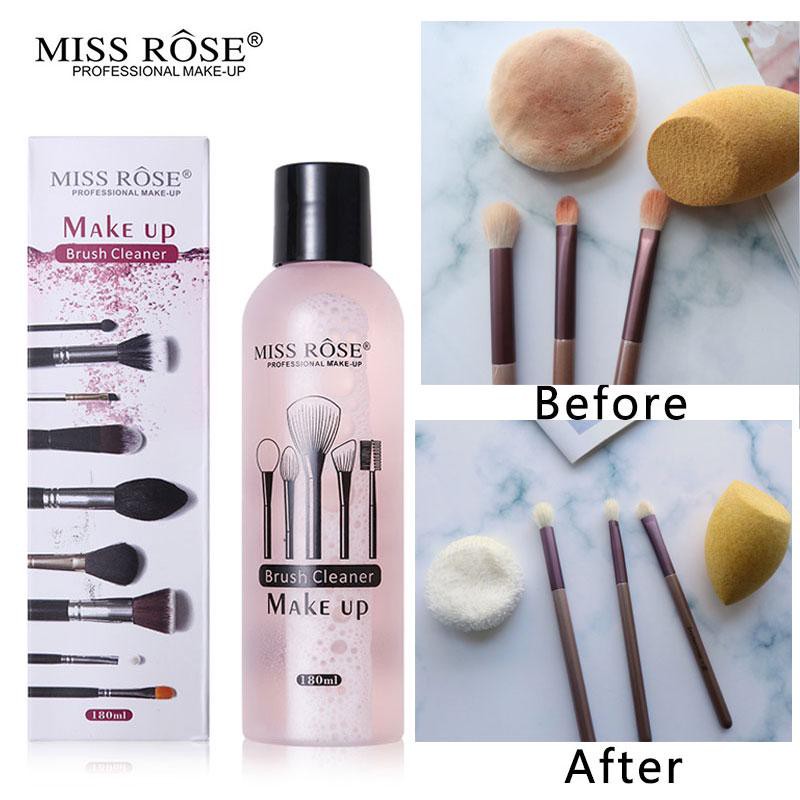 Nước rửa cọ Trang Điểm Miss Rose Makeup Brush Cleaner 180ml - nước rửa cọ giúp sạch khuẩn, ngăn mụn ẩn