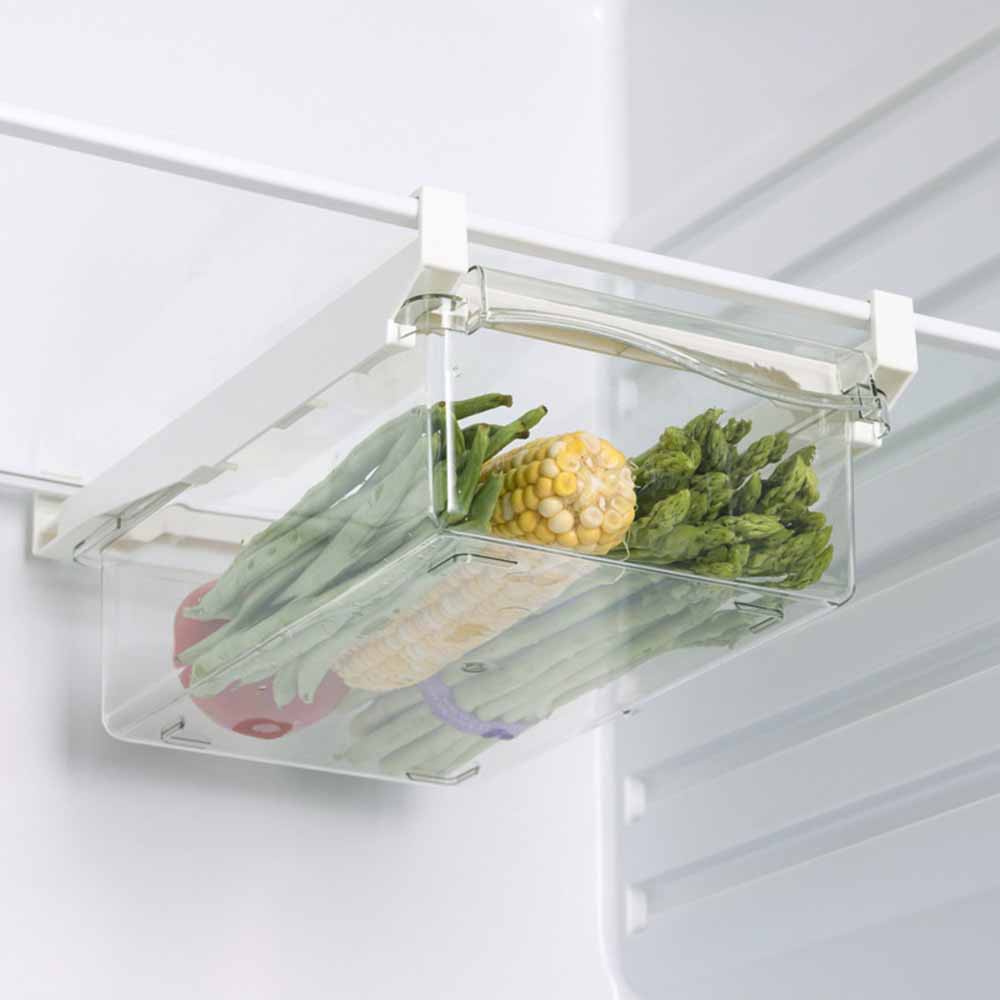 Ngăn kéo tủ lạnh thông minh mở rộng, khay tủ lạnh bằng nhựa trong suốt, tiết kiệm diện tích tủ lạnh, bảo quản thực phẩm