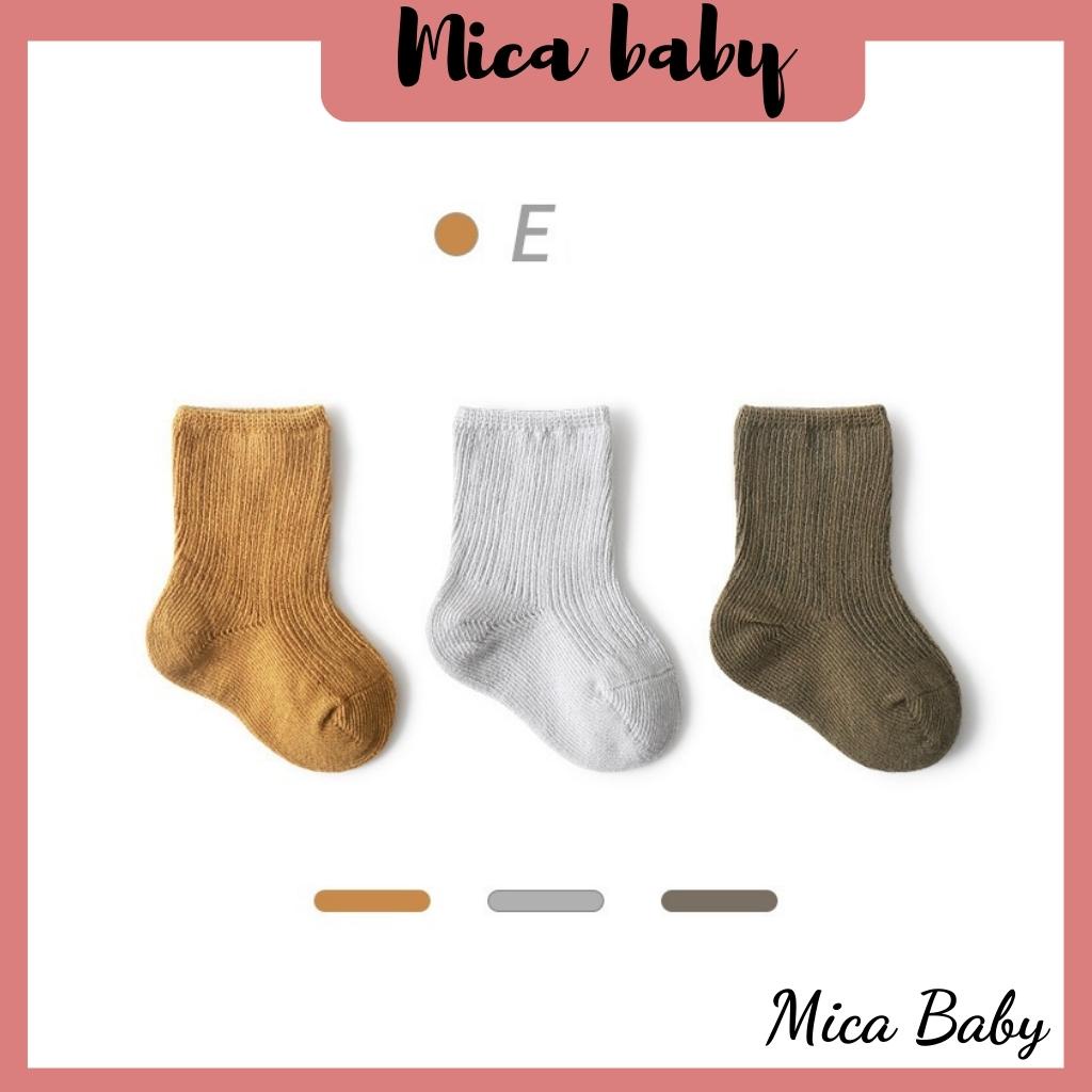Set 3 đôi tất trơn phong cách hàn quốc dễ thương cho bé Mica baby T04