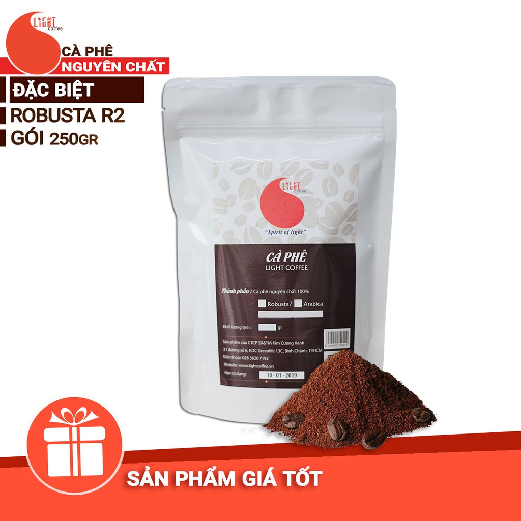 250gr - Cà phê bột Robusta nguyên chất 100% - Cafe nội địa đặc biệt giá rẻ - Light Coffee