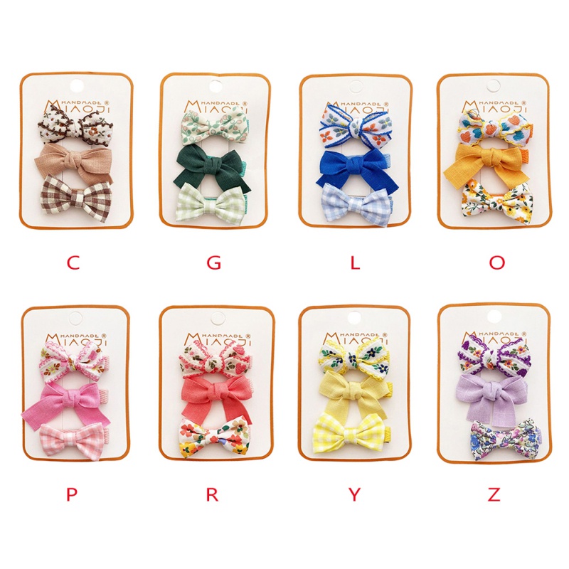 Set 3 Kẹp Tóc Nơ Vải Nhiều Màu Sắc Phong Cách Hàn Quốc Cho Bé Gái