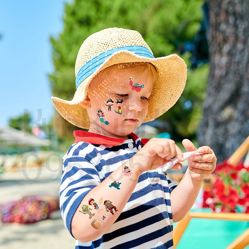 Hình xăm tatoo sticker PIRATE dán chống thấm nước cho bé sáng tạo vui chơi an toàn