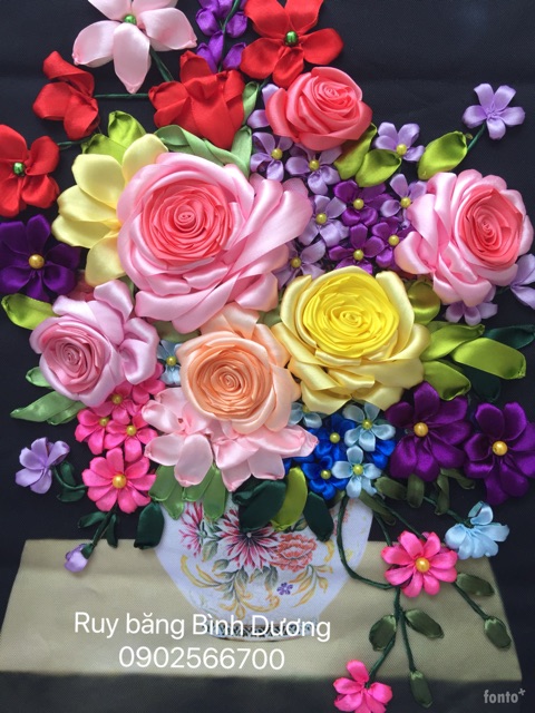 Tranh thêu ruy băng 60x50cm