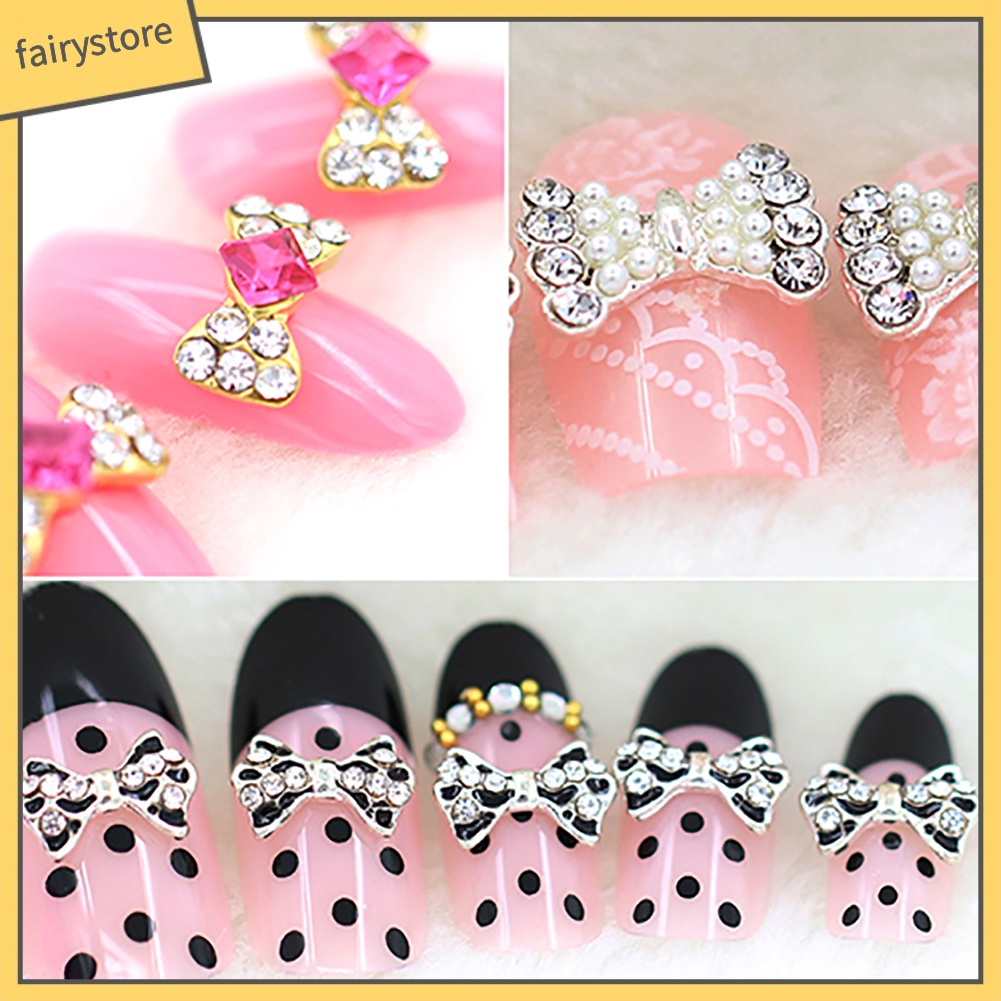 Set 10 Phụ Kiện Trang Trí Móng Tay 3D Hình Nơ Xinh Xắn