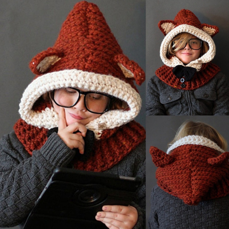Mũ Len Dệt Kim Đính Nơ Tai Cáo Chống Gió Giữ Ấm