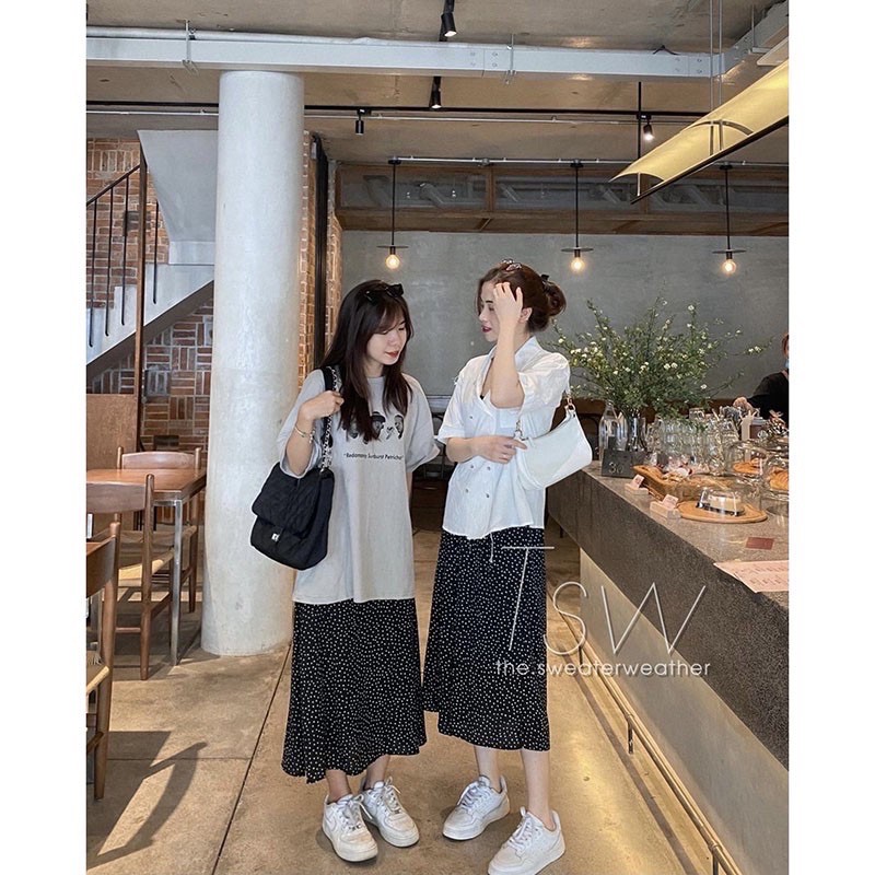 [Ảnh thật/Video] [Ảnh thật/Video]Chân váy chấm bi maxi chữ A lưng cao hoạ tiết chấm bi phong cách cổ điển | BigBuy360 - bigbuy360.vn