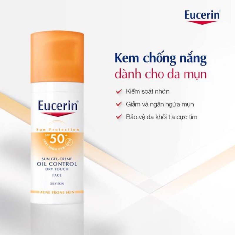 ✅[CHÍNH HÃNG] Kem Chống Nắng Eucerin Cho Da Dầu Mụn Eucerin Sun Gel-Cream Dry Touch Oil Control SPF5