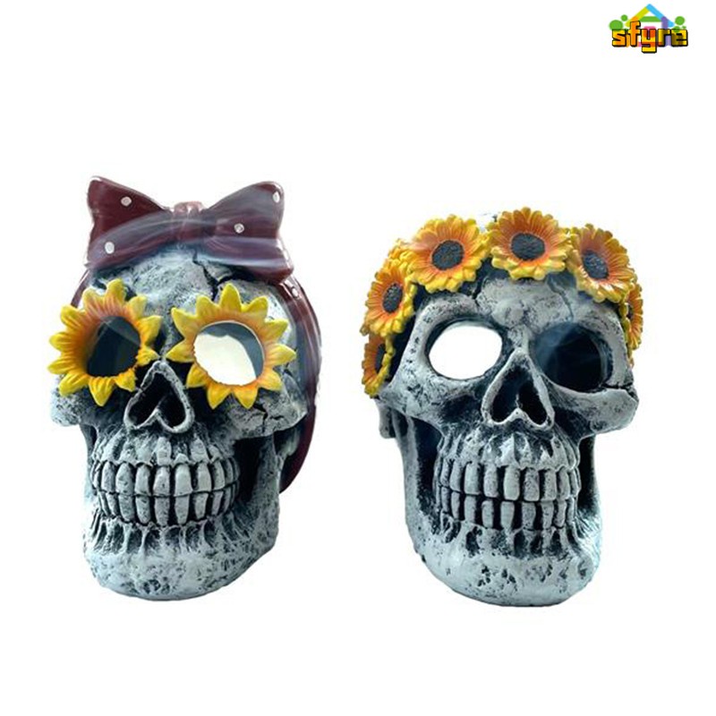 Đồ trang trí Đầu Lâu Bằng Nhựa Resin Thủ Công Sáng Tạo Trang Trí Halloween