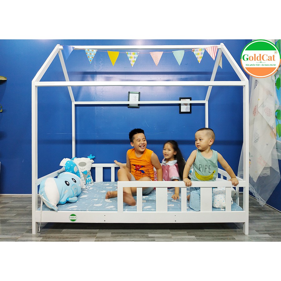 [Tặng Set 3 Món Trang Trí] Giường Ngủ Cho Bé Hình Ngôi Nhà GOLDCAT GC38 Chất Liệu Gỗ Quế Phù Hợp Trẻ Từ 3-15 Tuổi