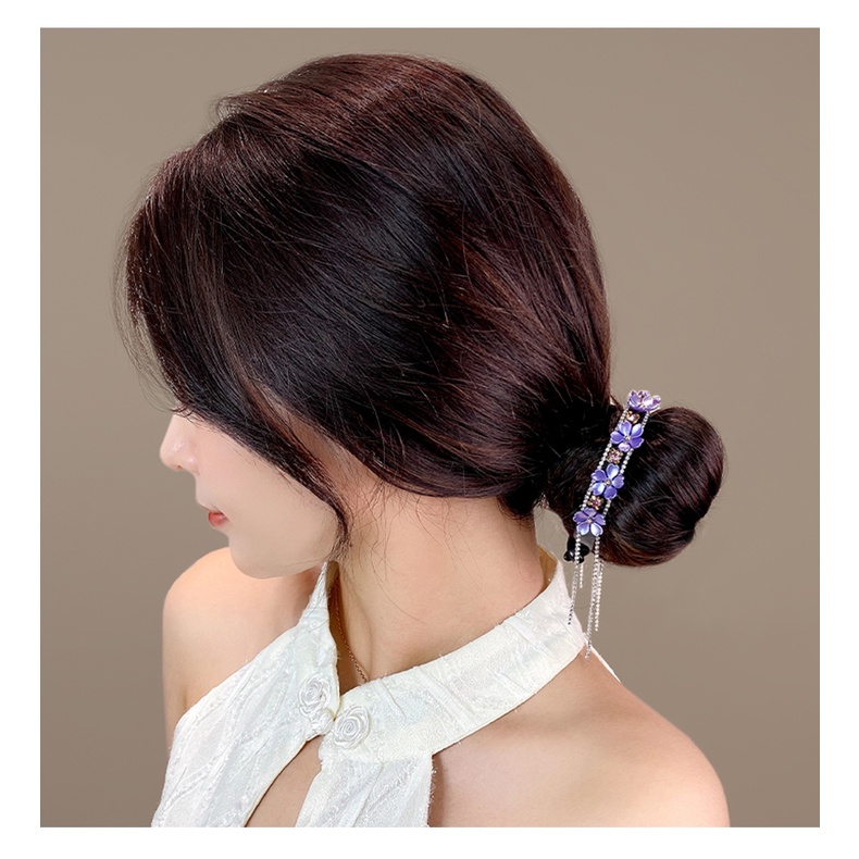 Kẹp Tóc Đuôi Ngựa Đính Đá Phối Tua Rua Dễ Thương Cho Bé Gái