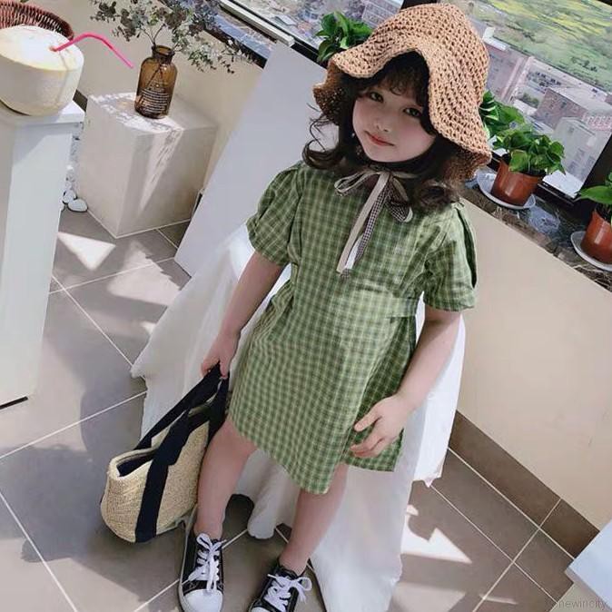 ☀ sunny ღ Đầm ngắn tay sọc caro xinh xắn cho bé gái