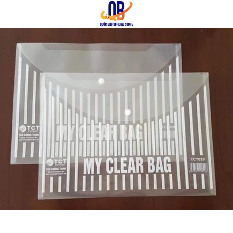 Túi my clear bag, túi đựng tài liệu khổ F có khuy loại to siêu dày TCT020 cao cấp - 20 chiếc/ túi