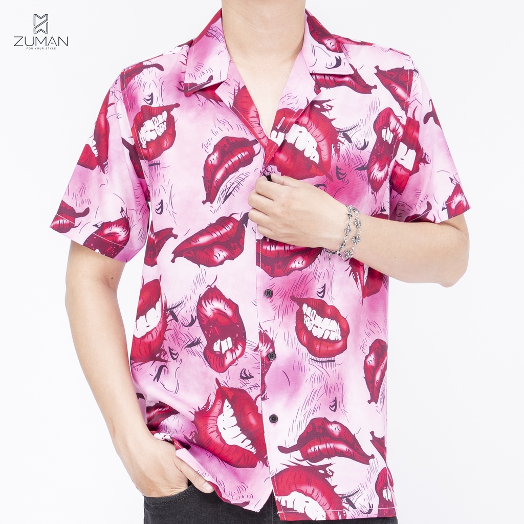 Áo sơ mi nam họa tiết tay ngắn CZLIPS Shirt ASM142 ZUMAN form suông, chất lụa cao cấp, thoáng mát