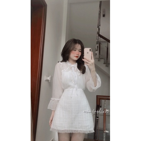 sét dạ phối bèo tiểu thư sang chảnh ( ảnh thật shop chụp) | BigBuy360 - bigbuy360.vn