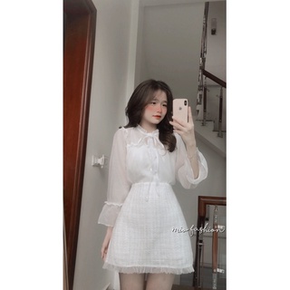 hàng  sẵn sét  dạ phối bèo tiểu thư sang chảnh ( ảnh thật shop chụp)