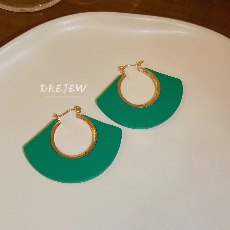 DREJEW Khuyên tai hình quạt tam giác phong cách cổ điển thời trang cho nữ