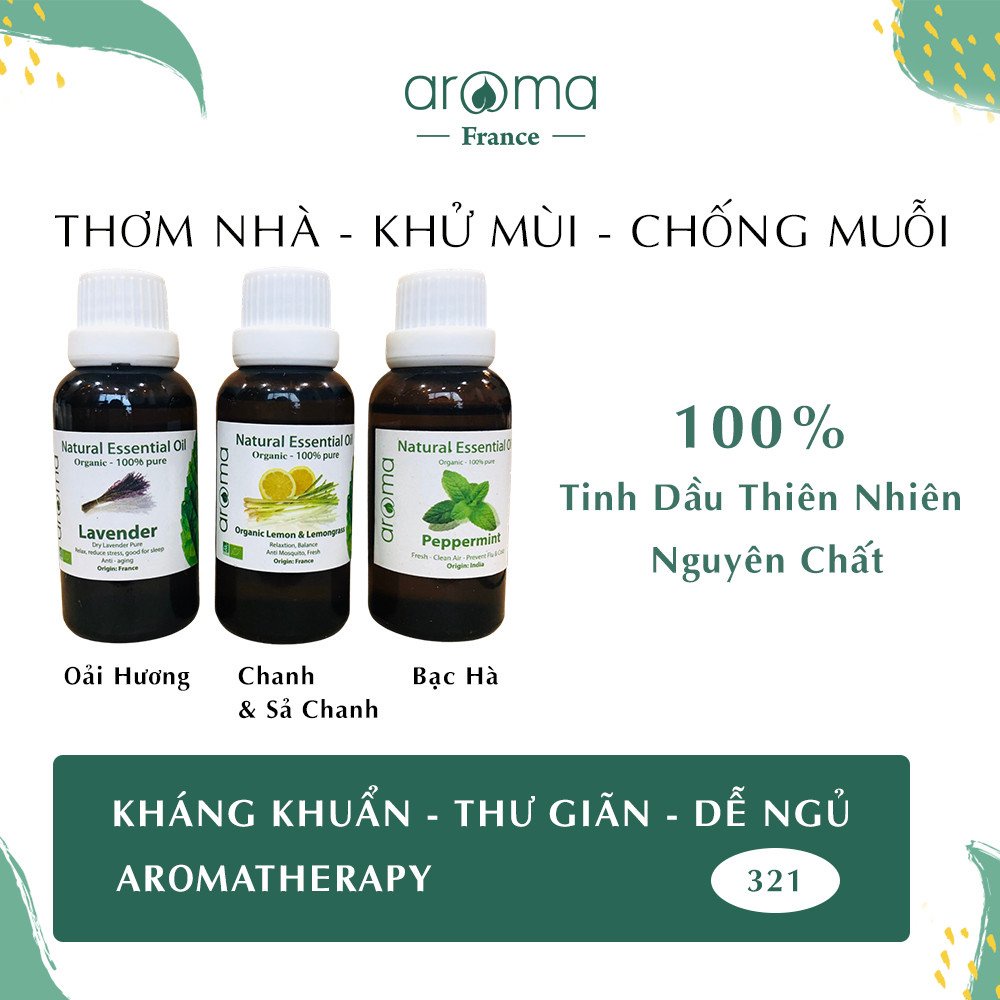 Tinh Dầu Xông AROMA Oải Hương Khô , Chanh Sả Chanh , Bạc Hà 10ml