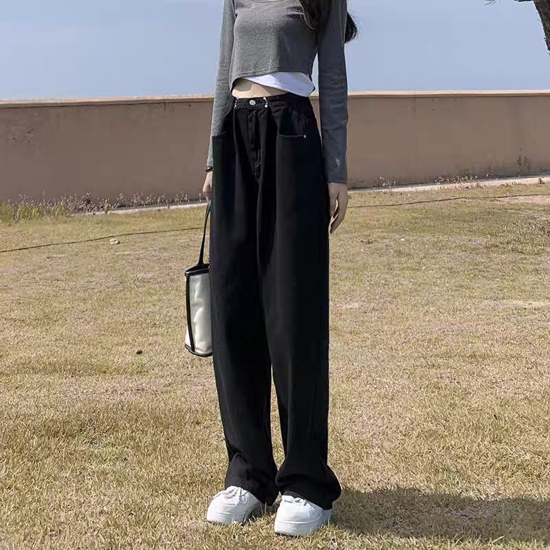 Quần JEANS ống rộng lưng cao gài eo ulzzang unisex bazic tôn dáng hack chân ,quần bò ống rộng