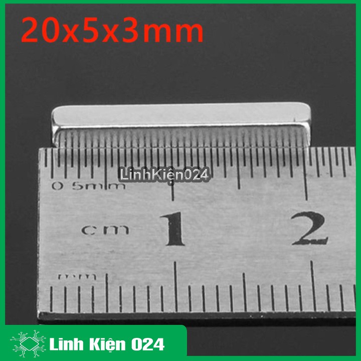 Nam Châm Đất Hiếm Chữ Nhật 20x5x3(mm)