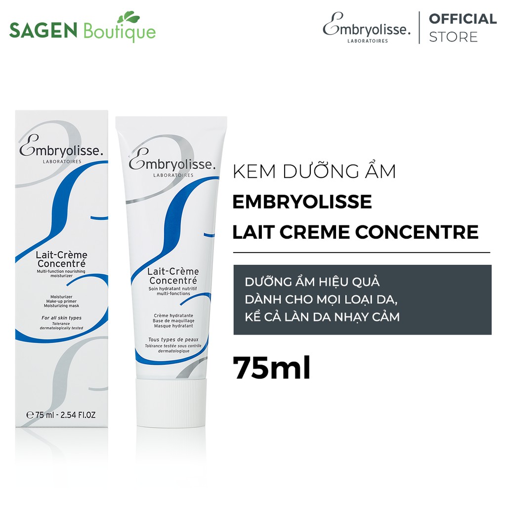 [Mã FMCGM100 - 10% đơn 500K] Kem Dưỡng Ẩm Embryolisse Lait Creme Concentre 75ml