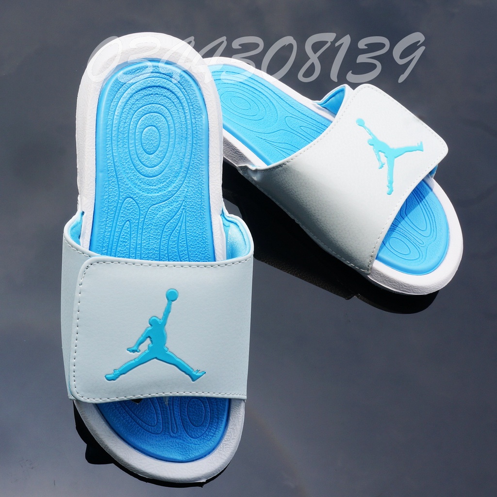 Dép Jordan bóng rổ JD trắng xanh nam nữ  hot trend VNXK đầy đủ tem tag hộp JD loại 1 quai ngang xé dán. nhuthuyshoes