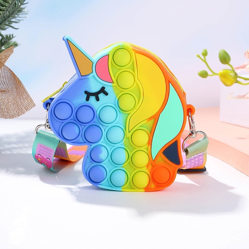 Túi đeo ví tiền Pop it Unicorn cho bé cực xinh cực giải trí