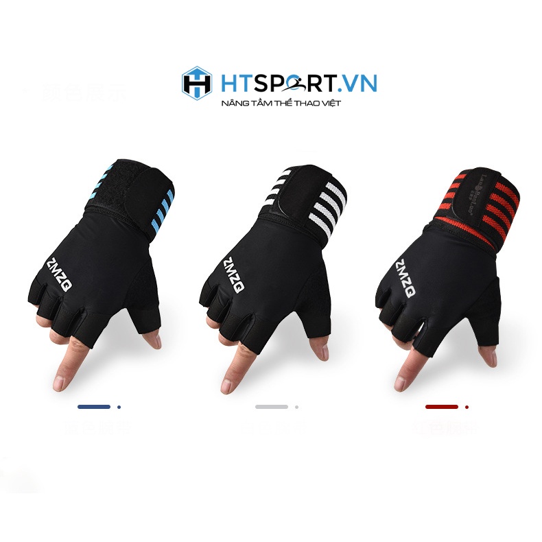 Găng Tay Tập Gym, Bao Tay Hở Ngón Tập Tạ Thể Hình Xà Đơn ZMZQ, Bảo Vệ Cổ Tay Tập Gym Nam Nữ Có Cuốn
