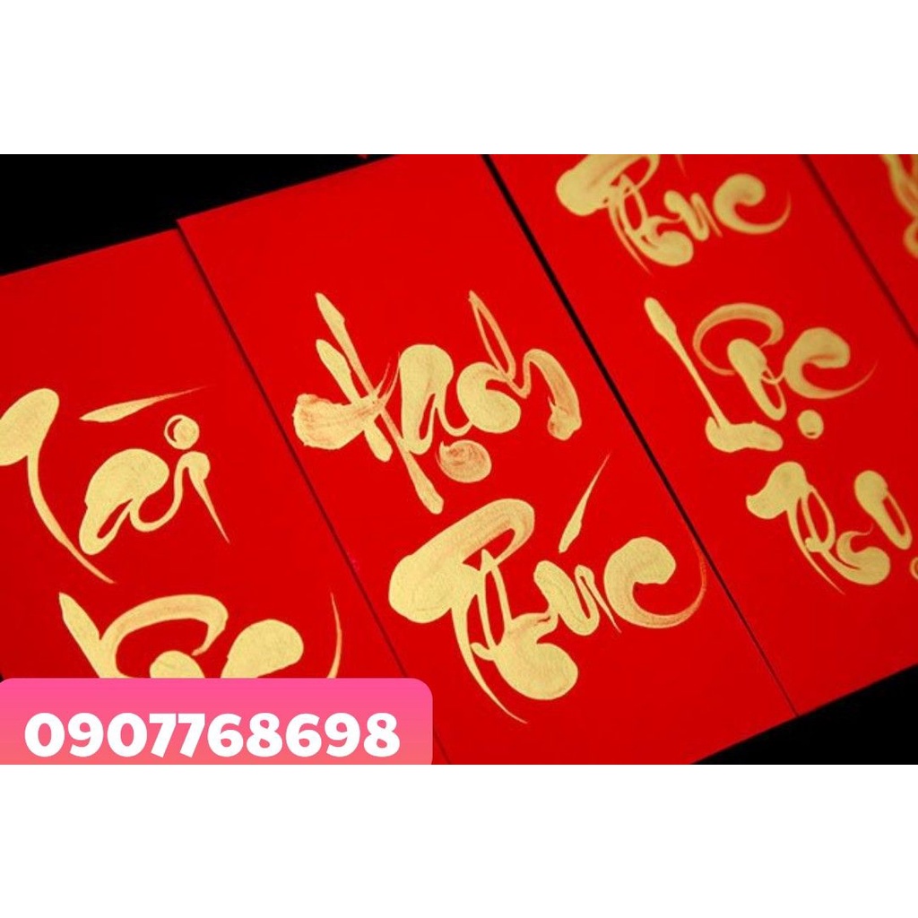 Combo 50 BAO LÌ XÌ GIẤY NHUNG ĐỎ CAO CẤP