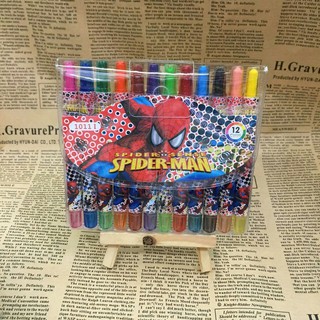 Bút sáp 12 màu Siêu nhân Spider man cho bé trai