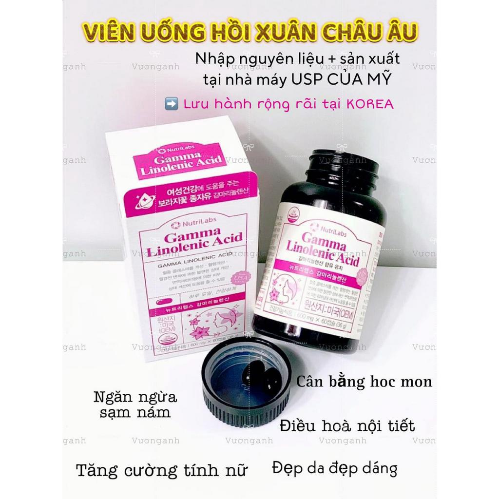 Combo Viên uống nội tiết tố Gamma linolenic Acid 60 viên + Viên uống nhau thai cừu Galtec 60 viên uống 1 tháng Hàn Quốc