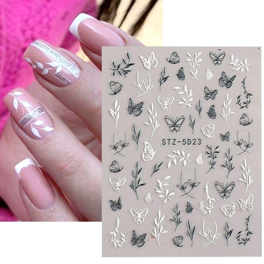 Miếng Dán Trang Trí Móng Tay Họa Tiết Hoa Hồng Dập Nổi Xinh Xắn