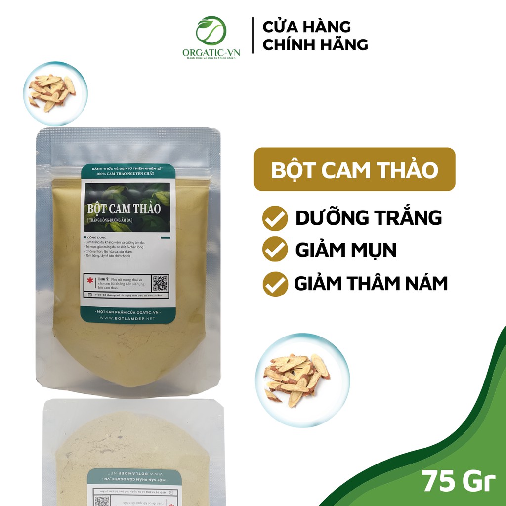 Bột Cam Thảo Handmade - Trắng Da, Giảm Mụn Organic - B2.004