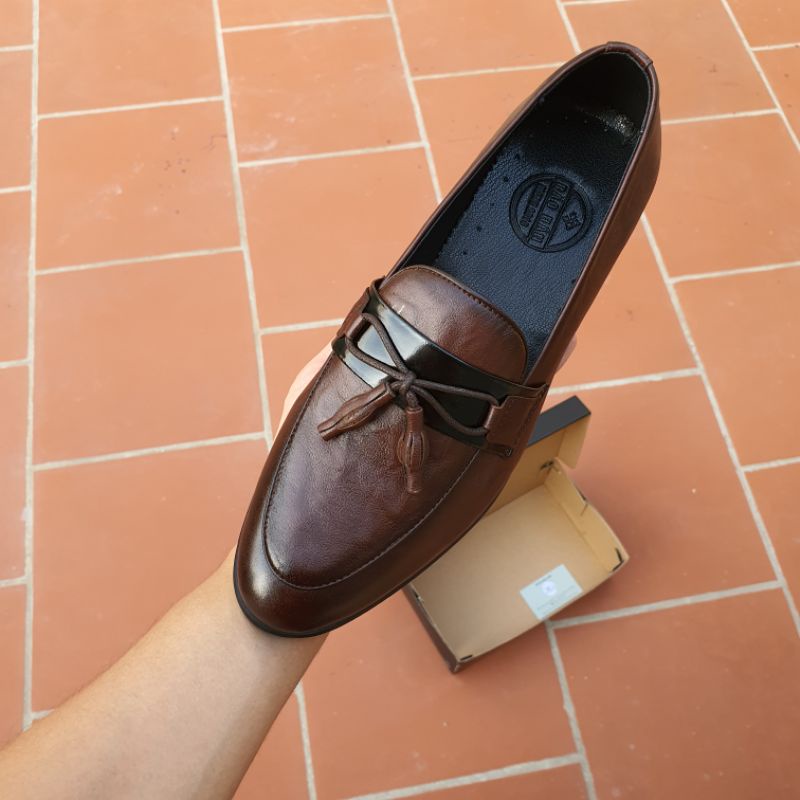 Giày Loafer Lười Nam Đế Phíp Cao Cấp, Da Bò Mã D-01