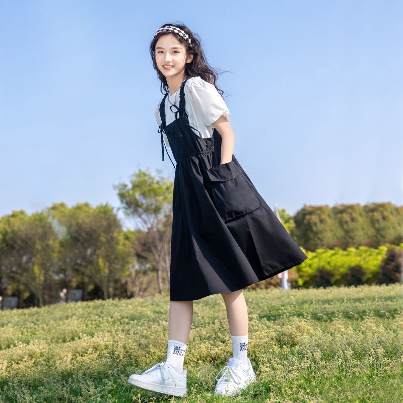 Đầm Tay Ngắn Phong Cách Hàn Quốc Thời Trang Mùa Hè Mới 2022 Dành Cho Bé Gái 3-14 Tuổi