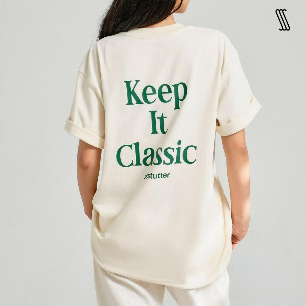 Áo thun cổ tròn nam nữ SSSTUTTER dáng loose in hình thoáng mát 3 màu KEEP IT CLASSIC TEE