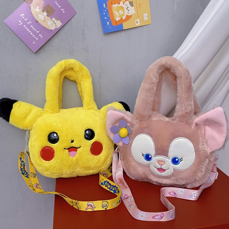 Túi Đeo Chéo Nhỏ Bằng Vải Bông Họa Tiết Hoạt Hình Dễ Thương Có Thể Điều Chỉnh Cho Bé Gái