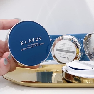 Phấn Nước Klavuu High Coverage Tension Cushion Xanh-mọi loại da, Xám-da dầu, mụn