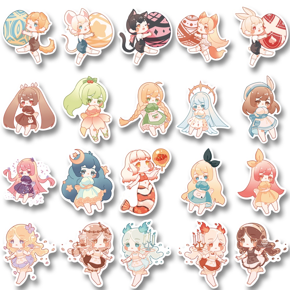 Bộ 40 Miếng Dán Trang Trí Laptop Chống Nước Không Lặp Lại Hình Nhân Vật Hoạt Hình Dễ Thương