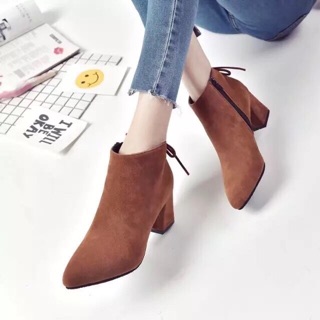(CÓ SẴN) Bốt Da Lộn Buộc Dây Sau