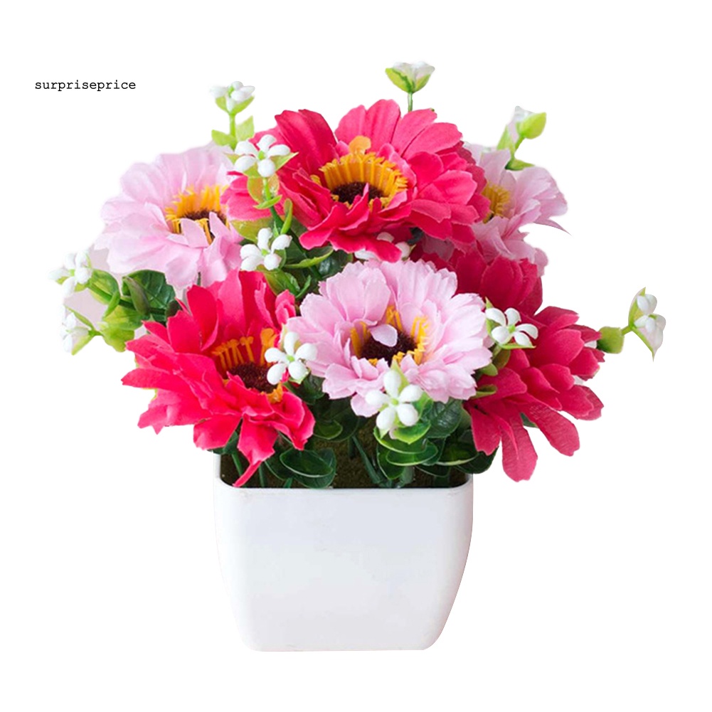 Chậu Hoa Cúc Nhân Tạo Bằng Gỗ Trang Trí Nhà Cửa / Sân Vườn