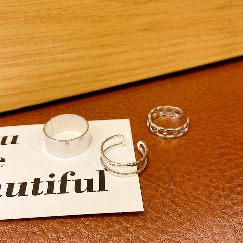 Bộ 3 nhẫn thiết kế hở có thể điều chỉnh phong cách thời trang Hàn Quốc