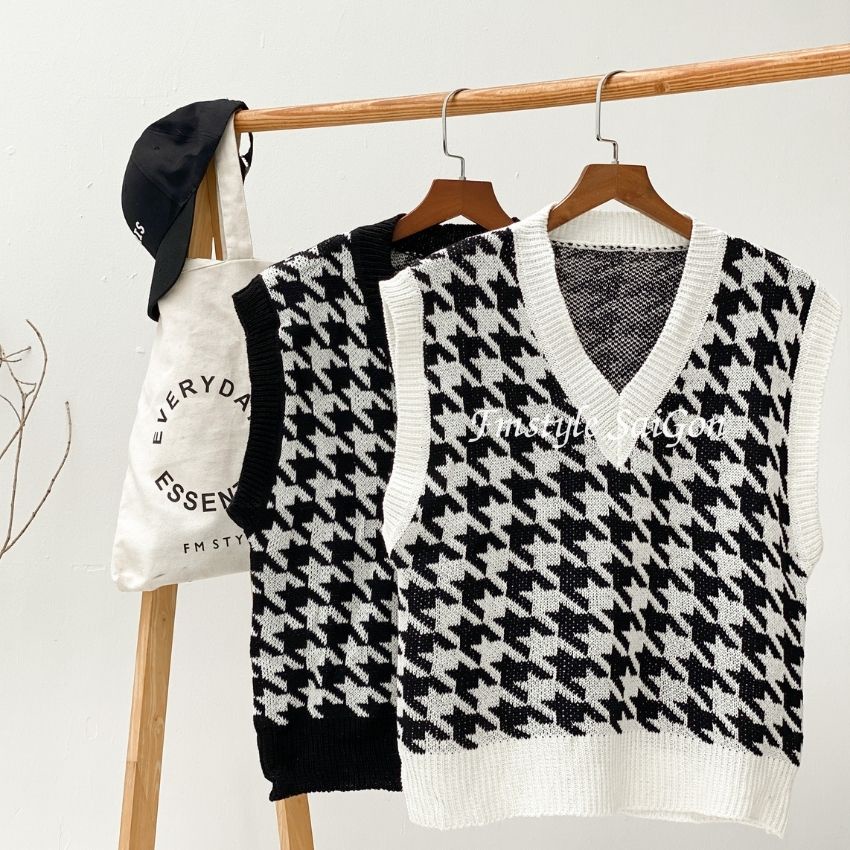 Áo len gile nữ dáng rộng cardigan kẻ ô phong cách hàn quốc oversize ulzzang thu đông Fmstyle Saigon 21ALU10T140401 | BigBuy360 - bigbuy360.vn