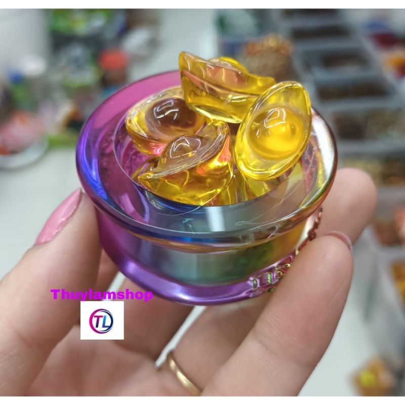 Hủ bát tụ bảo bồn pha lê ưu linh kim nguyên bảo mini để bàn kích hoạt cung tài lộc